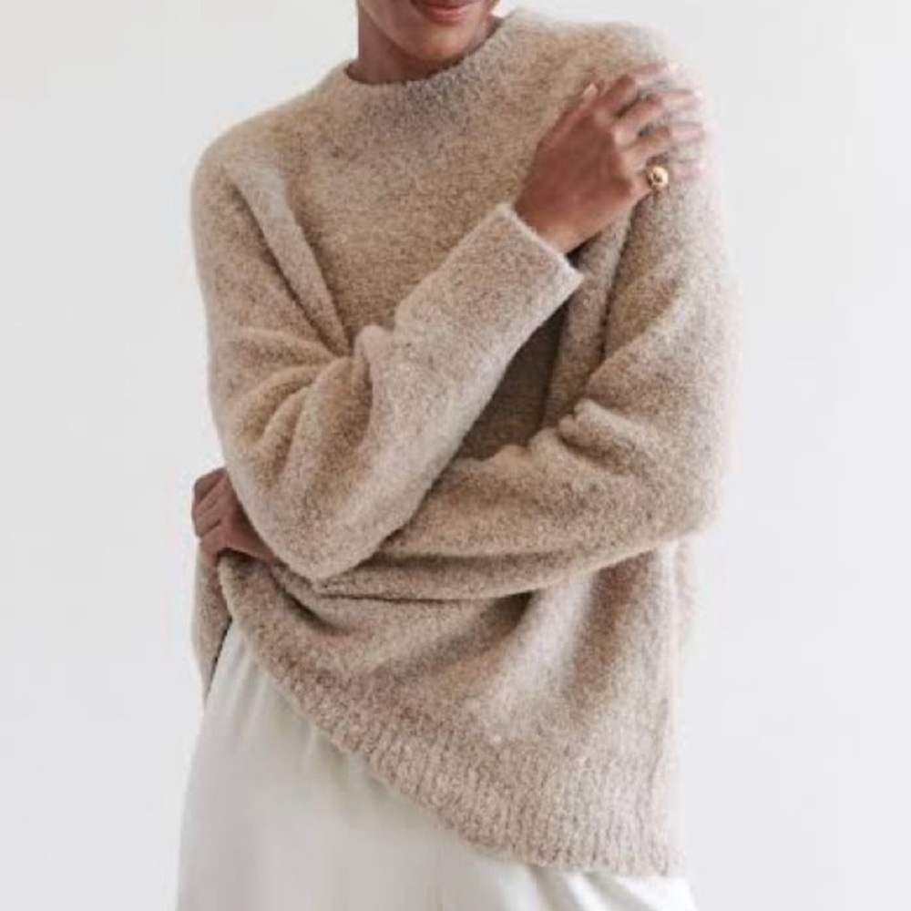 Jenni Kayne Alpaca Crewneck Sweater in Oatmeal